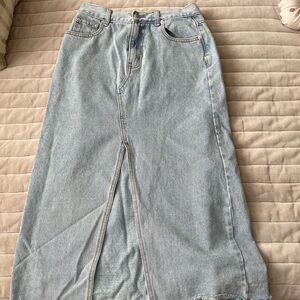 Light Blue Denim Maxi Skirt